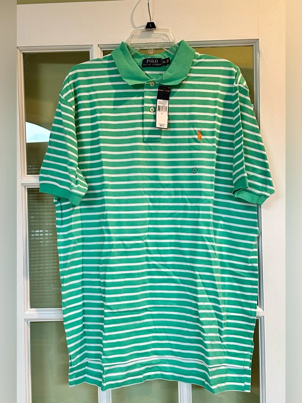 NWT Ralph Lauren Green and White Striped Polo Shirt